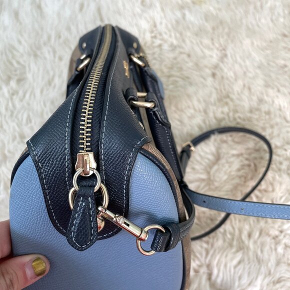 Coach Mini Bennett Satchel in Colorblock Signature Coated Canvas Midnight Pool - Picture 12 of 15